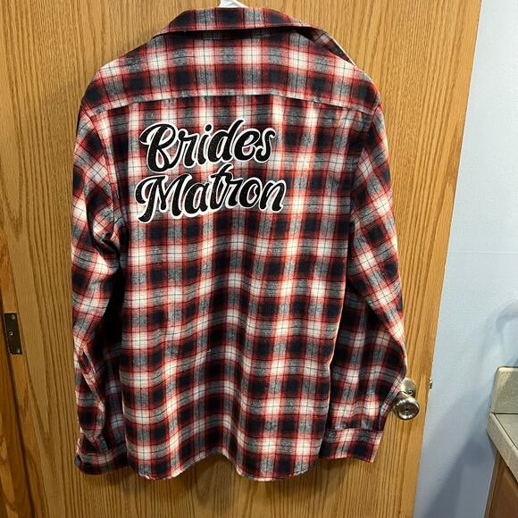 MCedar Plaid Button Down Shirt Brides Matron Wedding Size Large - Picture 5 of 6